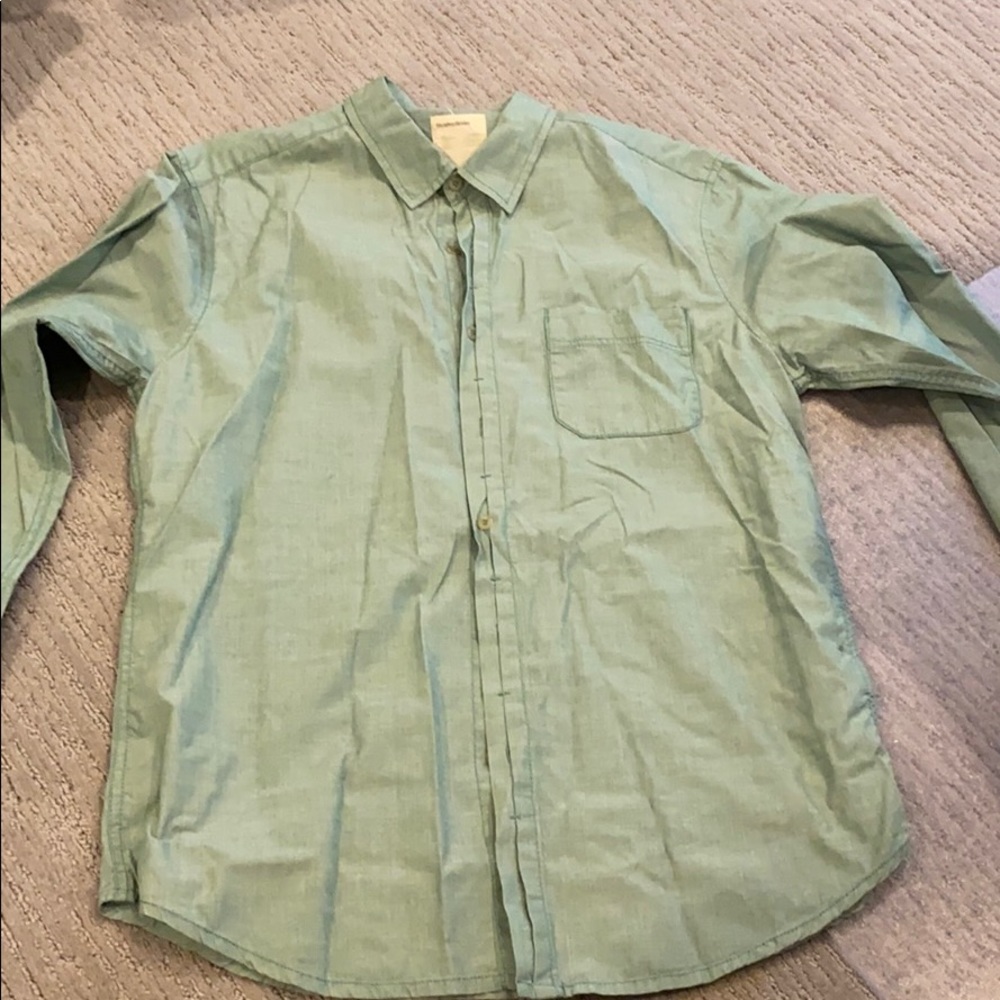 Green life after denim button up
